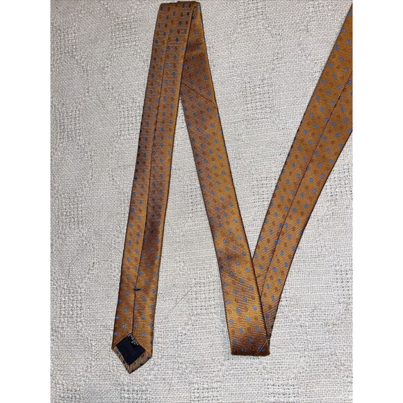 Boss Hugo Boss Men’s Dress Tie Size 59” 3” Gold Dotted Business Formal Italy - Picture 7 of 12